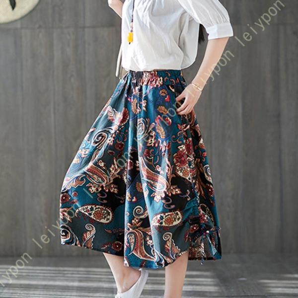 大きいサイズ ワイドパンツ レディース 綿麻 ウエストゴム ガウチョパンツ 麻混 体型カバー 美脚 ...