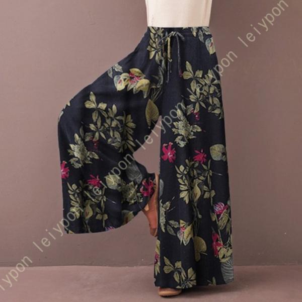 ワイドパンツ レディース ウエストゴム 綿麻 リネン 夏 ふんわり 涼しい 麻 リネンワイドパンツ ...