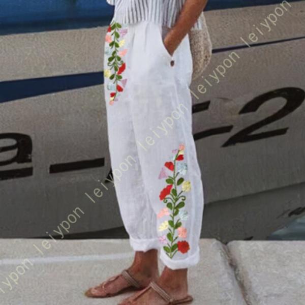 九分丈 ガウチョパンツ レディース ワイドパンツ ウエストゴム ナチュラル 綿麻 通気 薄手 涼しい...