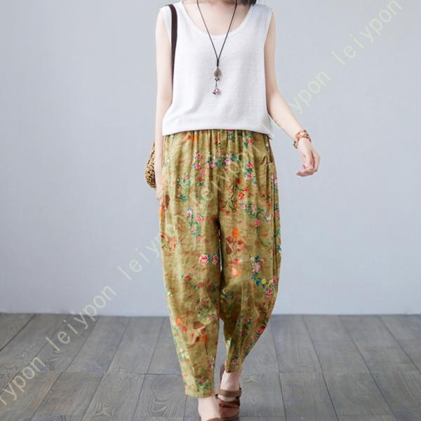 レディース ワイドパンツ リネンパンツ ガウチョパンツ 春夏 麻混素材 涼しい シンプル ゆったり ...