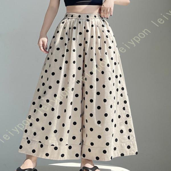 ワイドパンツ レディース 綿麻パンツ リネン リラックス 春夏 ウエストゴム ポケット付き 可愛い ...