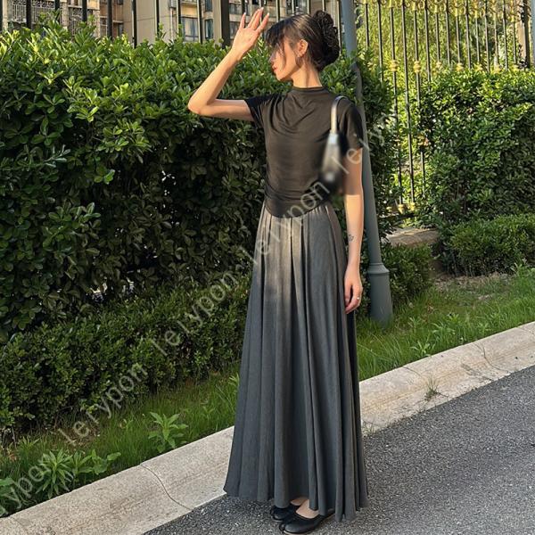 フレアスカート レディース 通勤 普段着 ニットスカート Aライン フレア マキシ丈 Aライン 秋 ...