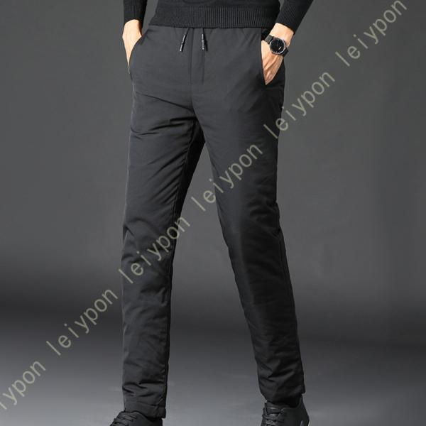 大きいサイズ ダウンパンツ メンズ 黒 ハイウエスト ウエストゴム ロングパンツ 防寒着 ズボン 部...