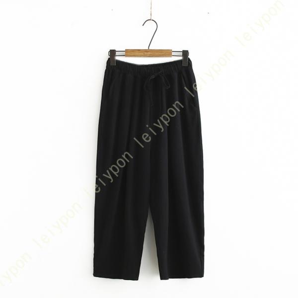 ワイドパンツ レディース 綿麻 無地 シンプル ゆったり リネンウエストゴム 麻混 美脚 着痩せ サ...