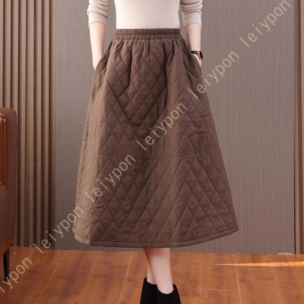 フレアスカート 暖かい 中綿スカート 冬 巻きスカート ロング丈 あったか 防寒 軽量 スカート マ...