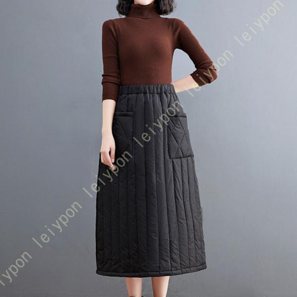 中綿スカート レディース 暖かい 中綿 キルティング スカート 冬 Aライン ロング丈 暖かい あっ...