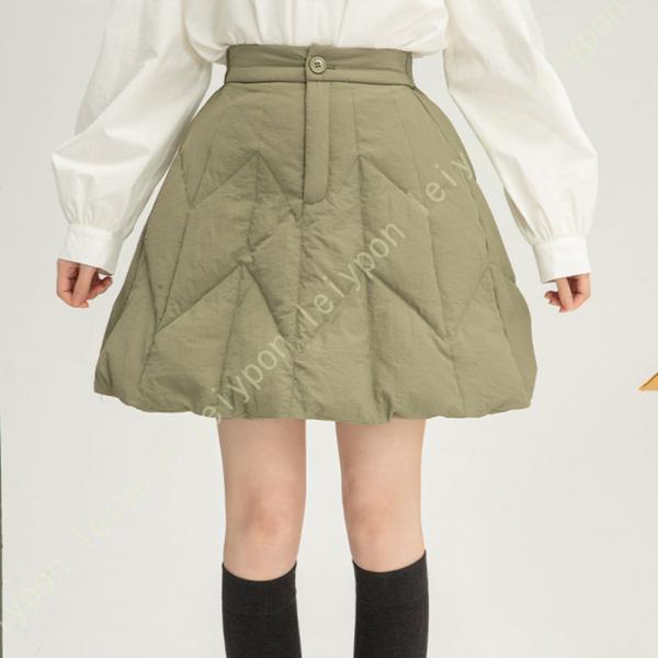 ダウンスカート レディース ロング丈 暖かい 防寒 軽量 ボトムス 中綿 スカート 秋冬 Aライン ...
