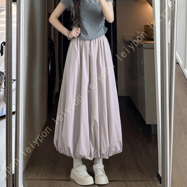 ロングスカート 白 レディース ミモレ丈 ふんわり バルーンスカート ゆったり スカート 着痩せ ポ...