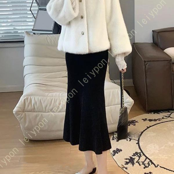 マーメイドスカート 春 秋 冬 暖かい レディース スカート 体型カバー ニットスカート タイトスカ...