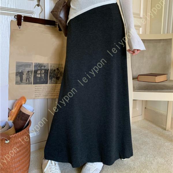 マーメイドスカート 春秋冬 ウエストゴム レディース フレアスカート ゆったり 無地 スカート あっ...