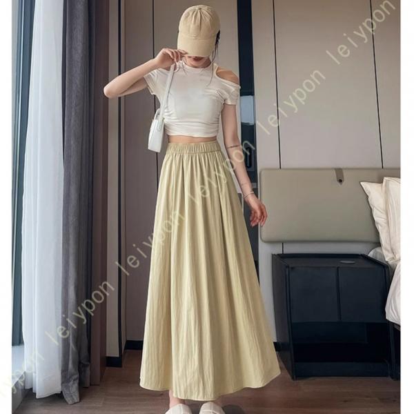 ロングスカート リネン Aライン 日常着 爽やか 涼しい レディース フレアスカート 可愛い 柔らか...