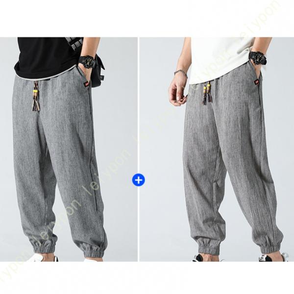 2本 サルエルパンツ メンズ ロングパンツ ゆったり 快適 無地 調整紐付き 涼しい カジュアル ア...