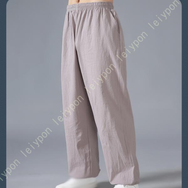 サルエルパンツ ロングパンツ メンズ ゴム仕様 通気 吸汗 速乾 リネンパンツ カジュアル 綿麻 ボ...