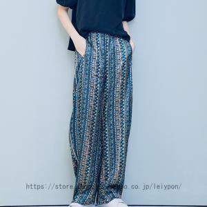 ワイドパンツ ガウチョパンツ レディース 民族風 体型カバー ハイウエスト 通勤 スカーチョ シフォン 花柄 リボン ふんわり 薄手 春 夏 春夏秋 スカーチョ