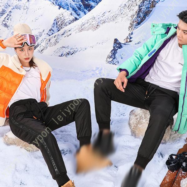 ダウンパンツ 中綿パンツ レディース 着痩せ 脚長効果 美脚 冬 ロングパンツ 黒 ハイウエスト 防...