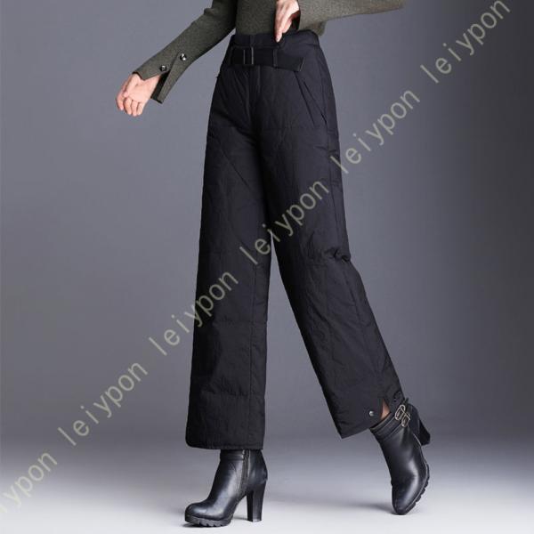 ワイドパンツ ダウンパンツ レディース 防寒パンツ アウトドア 暖パンツ 中棉 ボトムス ロングパン...