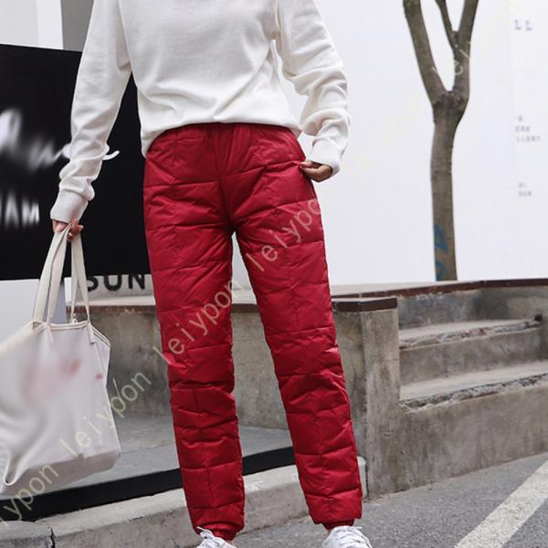スキニーパンツ ダウンパンツ レディース 防寒パンツ アウトドア 暖パンツ ロングパンツ ウエストゴ...