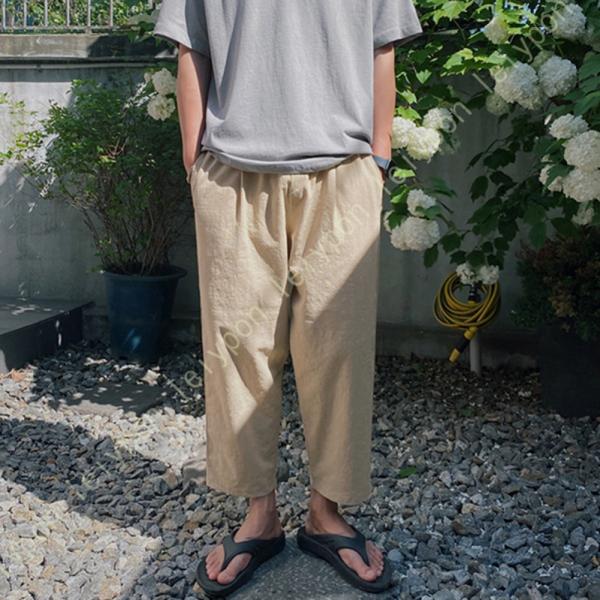 サルエルパンツ メンズ ロングパンツ 綿麻 ズボン ボトムス ゆったり 通気 涼しい 速乾 無地 調...