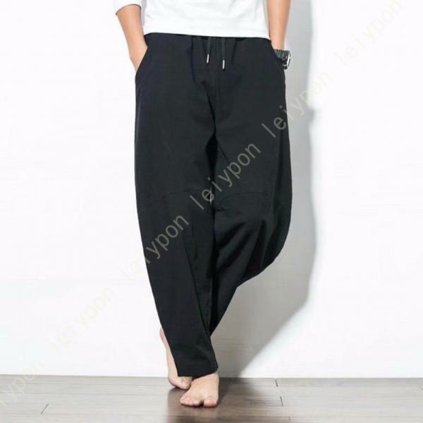 サルエルパンツ メンズ ゴム ポケット付き ワイドパンツ 無地 ゆったりパンツ 大きいサイズ 夏服 ...