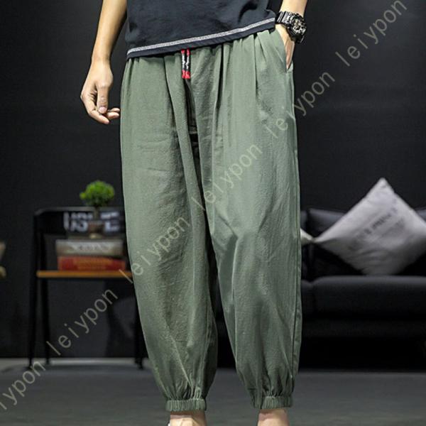 サルエルパンツ メンズ ワイドパンツ エスニック リネンパンツ 夏用 ズボン 9分丈 アラジンパンツ...