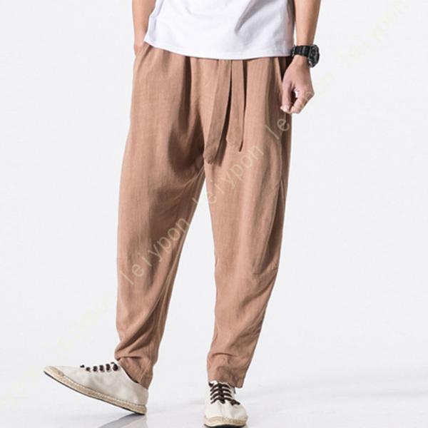 メンズ サルエルパンツ アラジンパンツ リネン 吸汗 速乾 大きいサイズ カジュアル ヒップホップ ...