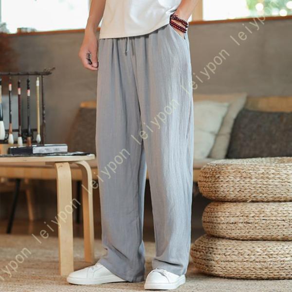 サルエルパンツ メンズ 夏 吸汗 速乾 9分丈 ワイドパンツ リネンパンツ 無地 ゆったり スポーツ...