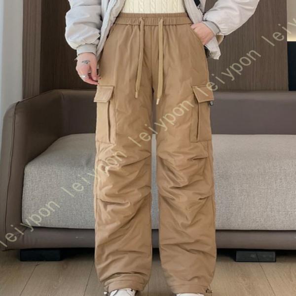 ダウンパンツ カジュアル メンズ ズボン ジョガー レザー調 秋 冬 スリム 防風 ダウンズボン 撥...