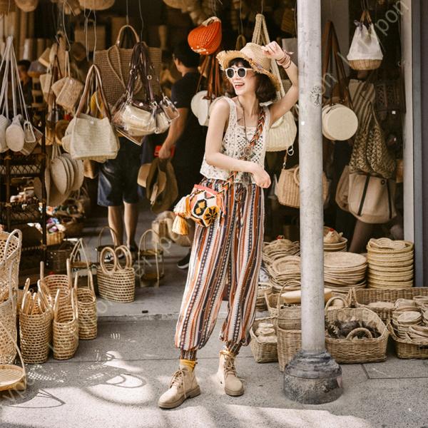 ワイドパンツ レディース ガウチョパンツ 九分丈 ウエストゴム エレガント 無地 フレアパンツ 春 ...