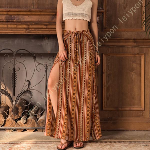 ワイドパンツ レディース ガウチョパンツ 九分丈 ウエストゴム エレガント フレアパンツ 春 夏 秋...