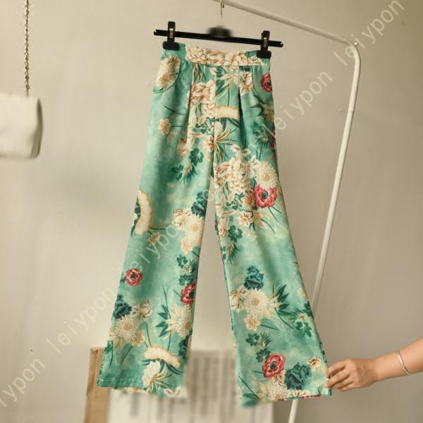 ワイドパンツ レディース ゆったり エスニック風 シフォンパンツ プリント カジュアル 通気 美脚 ...