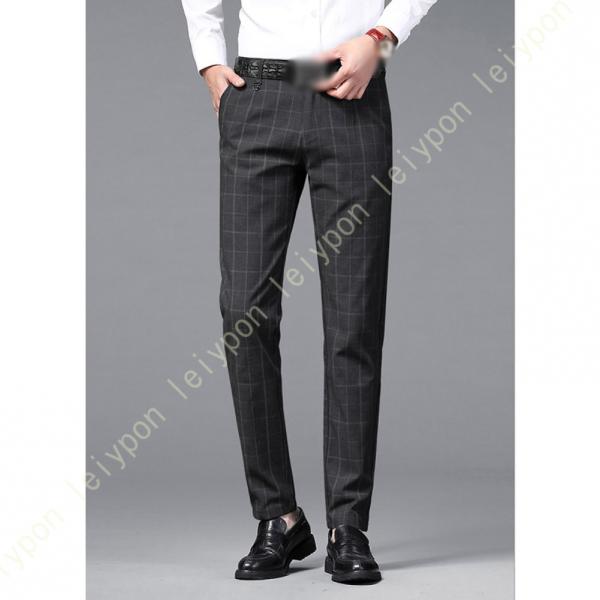 チェック柄 パンツ スラックス メンズ パンツ 厚手 スーパーストレッチ イージーパンツ 細身デザイ...