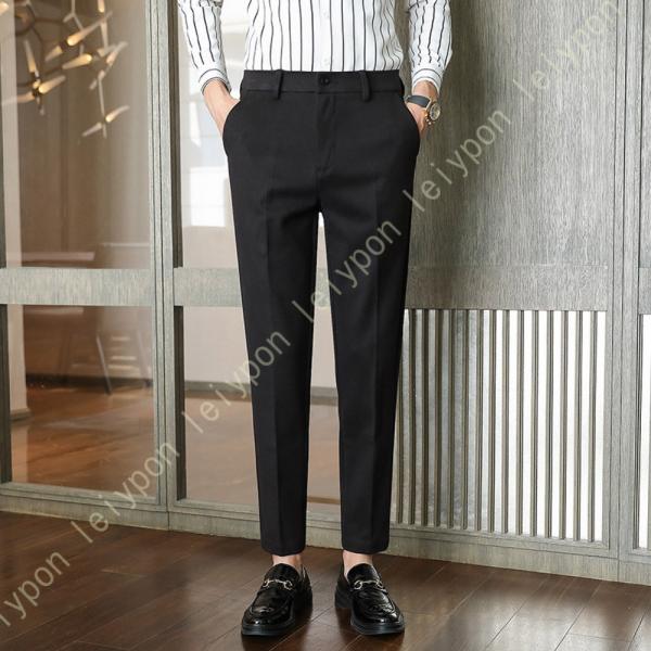 スラックス メンズ ノータック スリム ストレッチ ビジネス ウォッシャブル ビジネス 厚手/裏起毛...