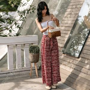 ワイドパンツ ガウチョパンツ レディース ボヘ...の詳細画像5