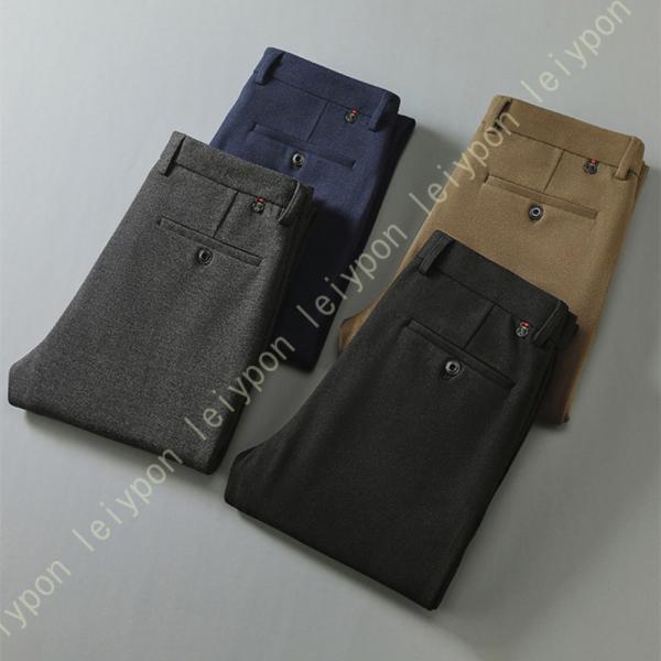 スラックス メンズ 冬用 厚手 スラックス ビジネススラックス ウォッシャブル ツータックパンツ 秋...