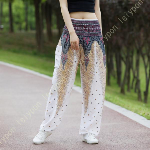 ガウチョパンツ レディース ワイドパンツ ハイウエスト ボヘミアン おしゃれ エレガント 花柄 エス...