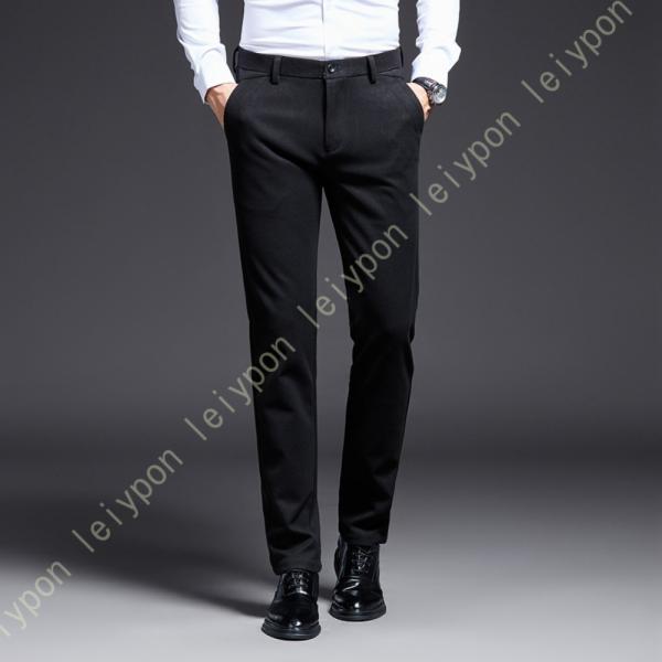 スラックス メンズ 冬 裾上げ済み 仕事 通勤 メンズスラックス ノータック 無地 黒 ストレッチ ...