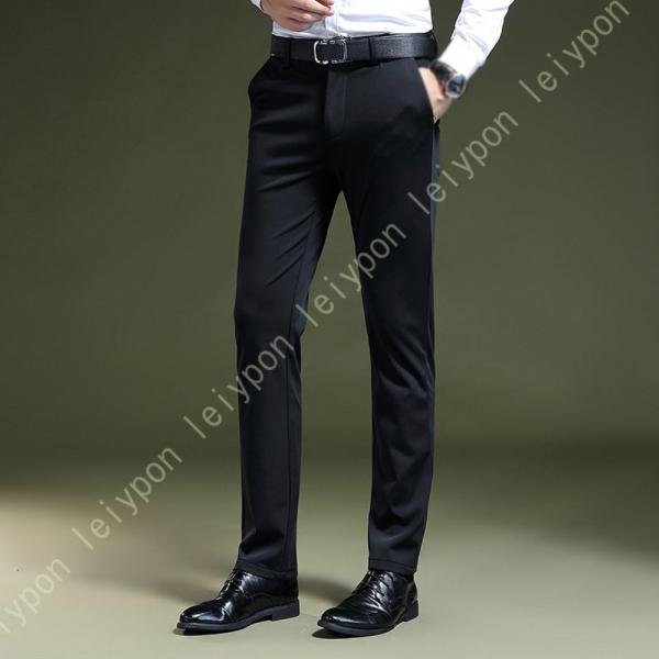 スラックス メンズ ノータック 仕事着 ストレッチ 黒 ビジネス 裾上げ済み 光沢 美脚 通勤 防寒...
