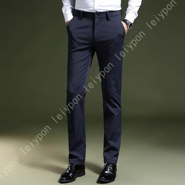 スラックス メンズ 無地 光沢 細身 秋 冬 ノータック 生地 スリム ストレッチ ビジネス ウォッ...