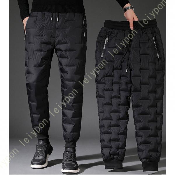 ダウンパンツ メンズ 冬 ウェスト調節 ウエストゴム スキニーパンツ 防寒 暖かい ズボン ストレッ...