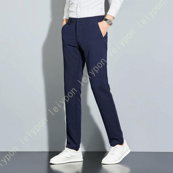 スラックス メンズ 裾上げ済み スリム ストレッチ 防シワ ロングパンツ ビジネス ウォッシャブル ...