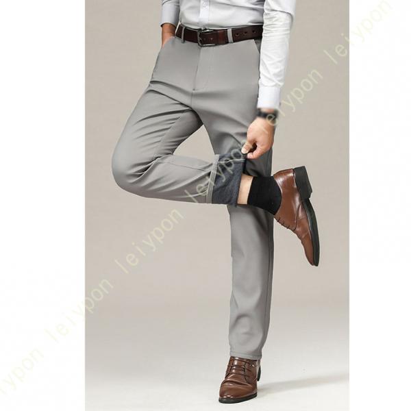 スラックス メンズ ノータック 裾上げ済み ストレッチ スリム ローライズ ウォッシャブル ビジネス...