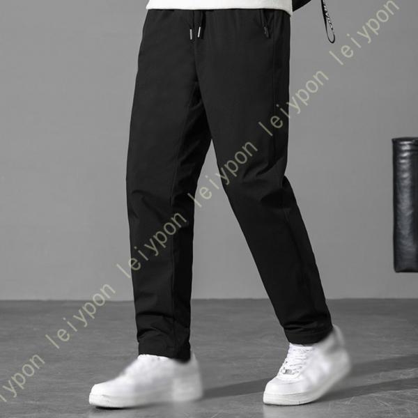 ダウンパンツ メンズ 黒 ズボン 厚手 ロングパンツ イージーパンツ 綿 ストレッチ カジュアル 秋...