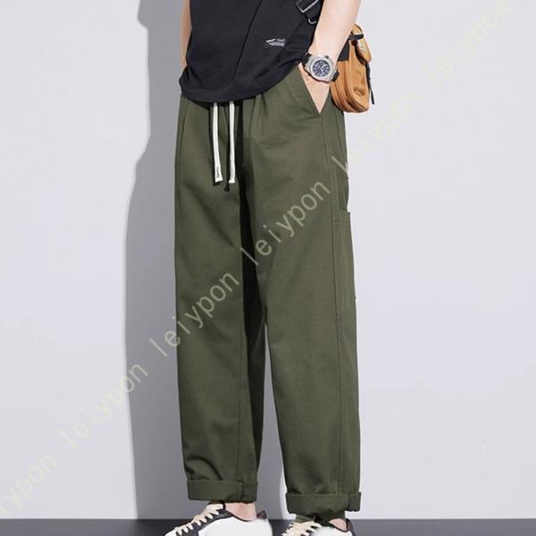 サルエルパンツ メンズ 綿麻 ウエストゴムワイドパンツ 無地 おしゃれ ズボン ゆったり 春 秋 ス...