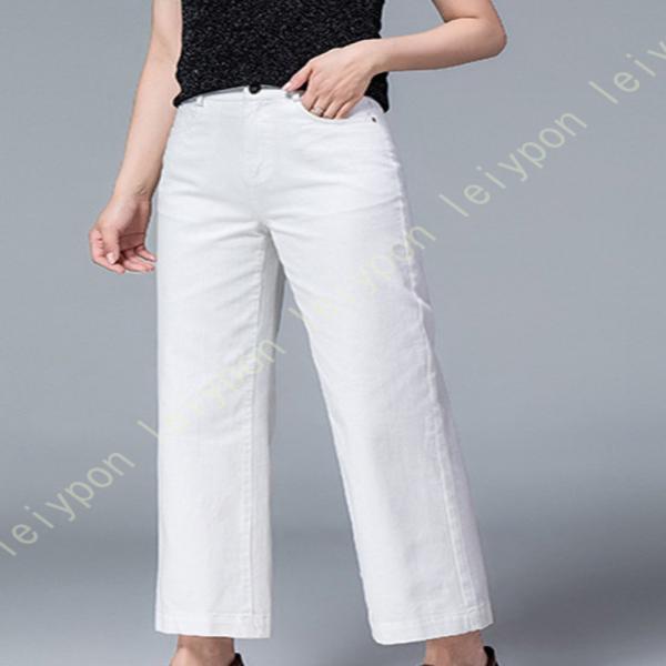 九分丈 ハイウエスト ジーンズ 白 レディース ストレッチ ペンシルパンツ スキニーデニム 高弾力 ...