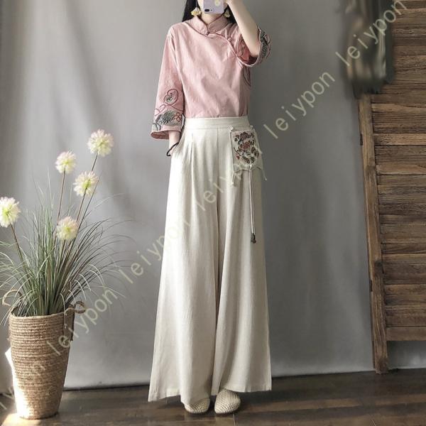 レディース ワイドパンツ ゆったり リネンイージー カジュアル きれいめ クロップドパンツ ウエスト...