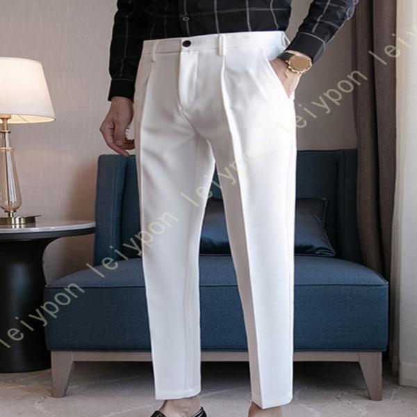 スラックス メンズ スキニーパンツ 仕事着 日常 ビジネス ストレッチ すそ上げ済み 光沢 細身 ノ...