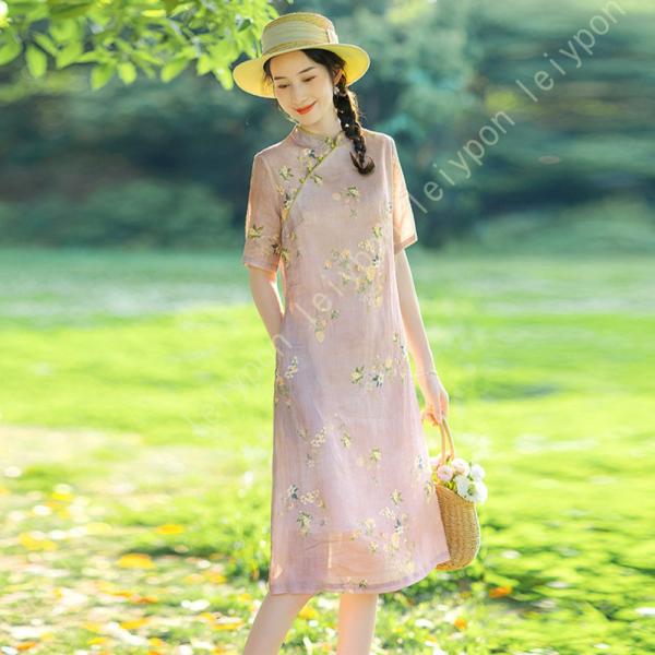 チャイナドレス レディース ワンピース チャイナ風 ドレス シャツワンピース 改良 チーパオ チャイ...