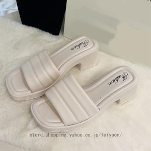スクエアフラットサンダル ミュール レディース...の詳細画像4