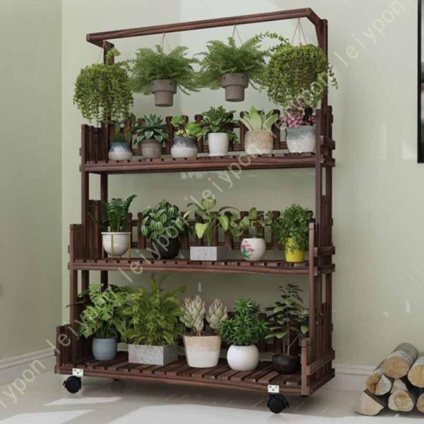 フラワースタンド 木製 3段 観葉植物 ガーデニング 棚 プランタースタンド 花台 室内&amp;屋外 プラ...