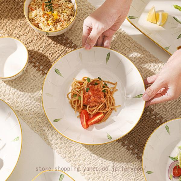 パスタ プレート 磁器製 キッチン用 ディナープレート 電子レンジ 食器洗い機対応 可愛い 北欧風 ...